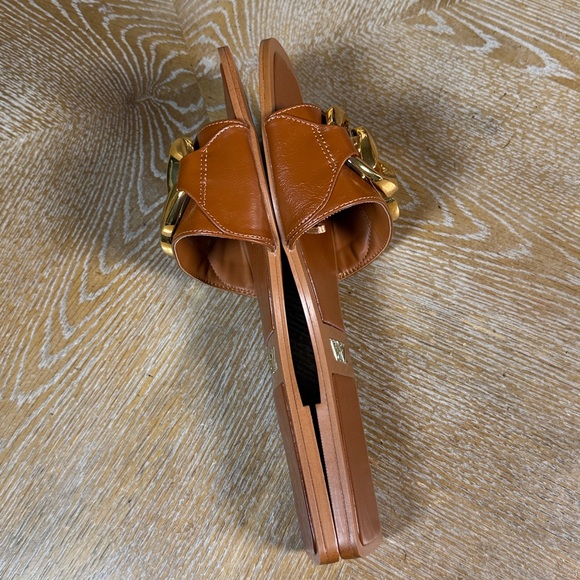 ZARA Brown Slides with Gold Chain Detail 40 - Picture 9 of 12